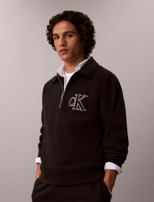 Мужские худи Calvin Klein Double Knit Monogram Zip Polo Sweatshirt — фото 5