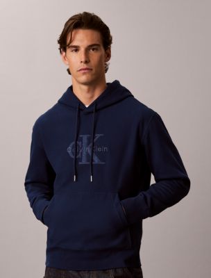 Premium Terry Denim Monologo Hoodie, Pageant Blue
