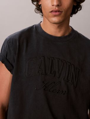 Мужская футболка Calvin Klein Arch Logo Applique, цвет: Чёрный — фото 2
