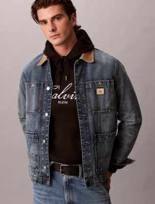Мужское худи Calvin Klein Premium Terry с логотипом-надписью, цвет: Чёрный — фото 5