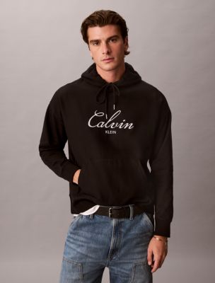 Premium Terry Script Logo Hoodie, Black