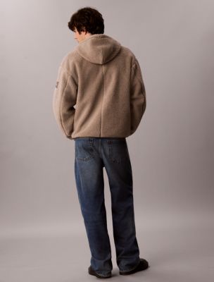 Мужское худи Calvin Klein из шерпы свободного кроя, цвет: Кешью — фото 6