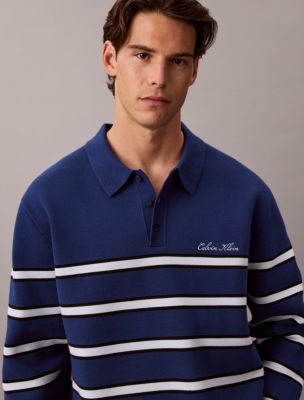 Мужские свитеры Calvin Klein Cotton Stretch Stripe Polo Sweater — фото 3
