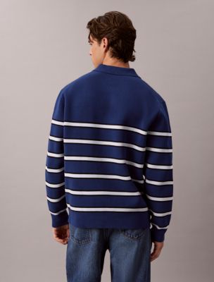 Мужские свитеры Calvin Klein Cotton Stretch Stripe Polo Sweater — фото 4