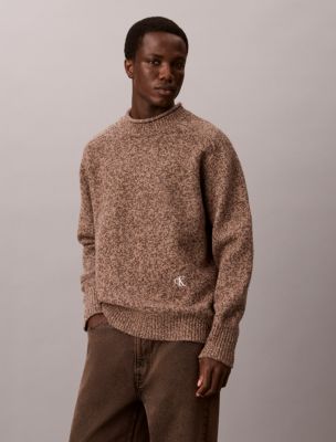 Wool Relaxed Sweater, Dark Coffee Mouline