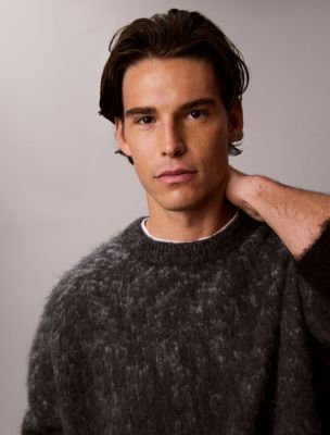 Мужской свитер Calvin Klein из ворсистой смеси с альпакой, цвет: Графитовый / Чёрный — фото 2