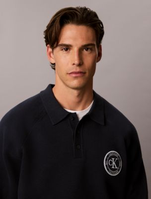 Мужские свитеры Calvin Klein Varsity Logo Polo Sweater — фото 3