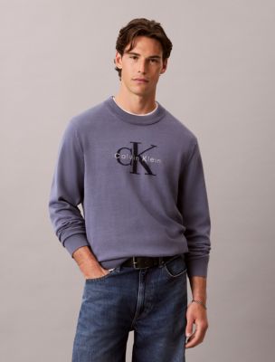 Cotton Monologo Graphic Relaxed Sweater, Grisaille