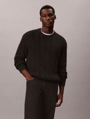 Cotton Cable Knit Sweater, Black