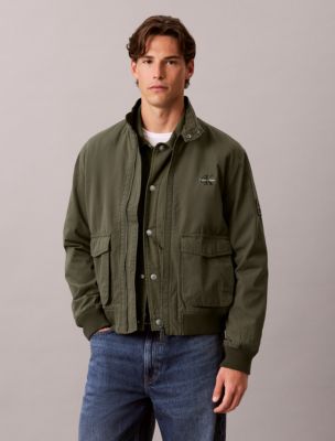 Cotton Flannel Lined Jacket, Olive Night