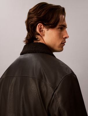 Мужские куртки Calvin Klein Faux Leather Sherpa Bomber Jacket — фото 4