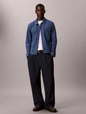 Мужская куртка Calvin Klein Suede 90s Trucker, цвет: Тёмный джинсовый — фото 3