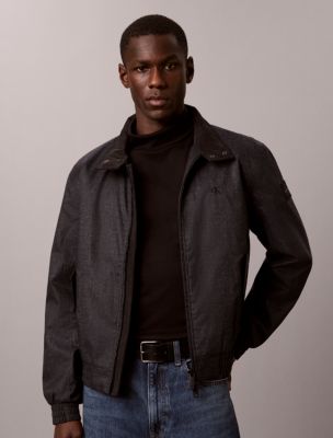Printed Denim Zip Jacket, Navy Heather