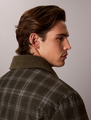 Мужская куртка Calvin Klein Printed Plaid Down Puffer, цвет: Тёмный зелёный меланжевый — фото 5