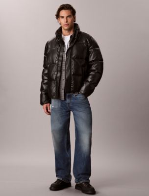 Мужская пуховая куртка Calvin Klein из экокожи, цвет: Чёрный — фото 2