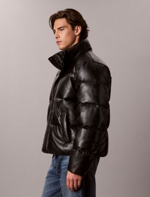 Мужская пуховая куртка Calvin Klein из экокожи, цвет: Чёрный — фото 4