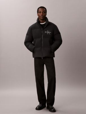 Мужская куртка Calvin Klein Nylon Monologo Down Puffer, цвет: Чёрный — фото 2