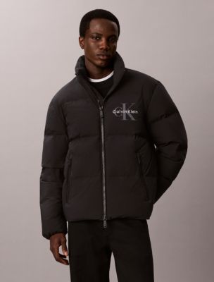Nylon Monologo Down Puffer Jacket, Black