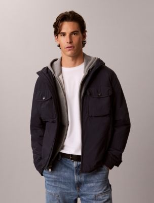 Crinkle Nylon Puffer Jacket, Dark Sapphire