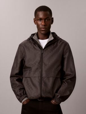 Emblem Logo Nylon Windbreaker Jacket, Black