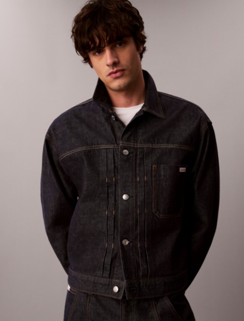 Calvin Klein Pleated Denim Trucker Jacket