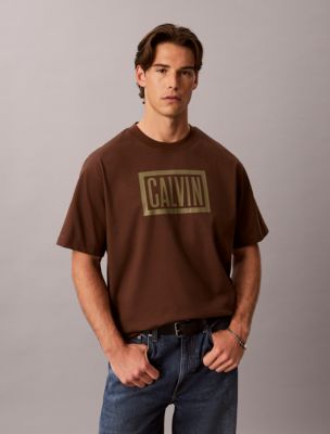 Relaxed Box Logo Graphic Tee, Brown Cork