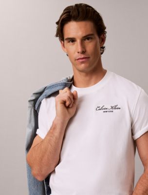 Мужская футболка Calvin Klein Script Logo Graphic, цвет: Яркий белый — фото 4