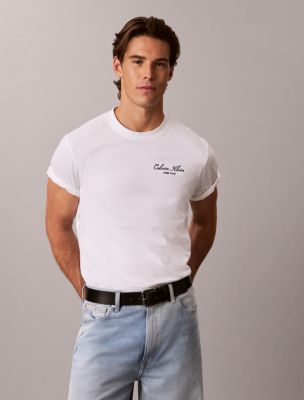Мужская футболка Calvin Klein Script Logo Graphic, цвет: Яркий белый — фото 5
