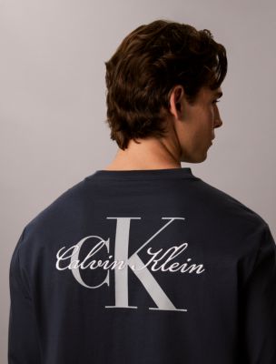 Мужской лонгслив Calvin Klein с графичным монологотипом-надписью, цвет: Синий — фото 5