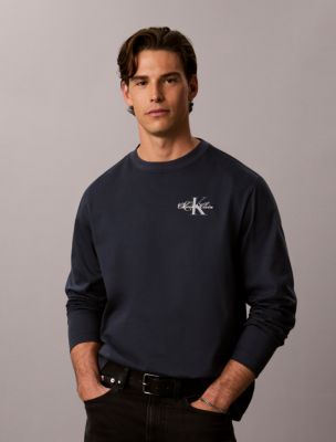 Script Monologo Graphic Long Sleeve T-Shirt, Blue Nights