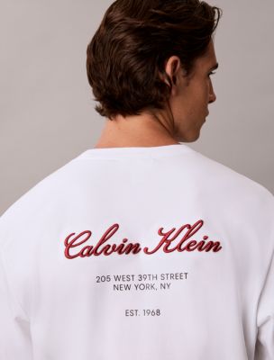 Мужской лонгслив Calvin Klein из интерлока с логотипом-надписью, цвет: Яркий белый — фото 3