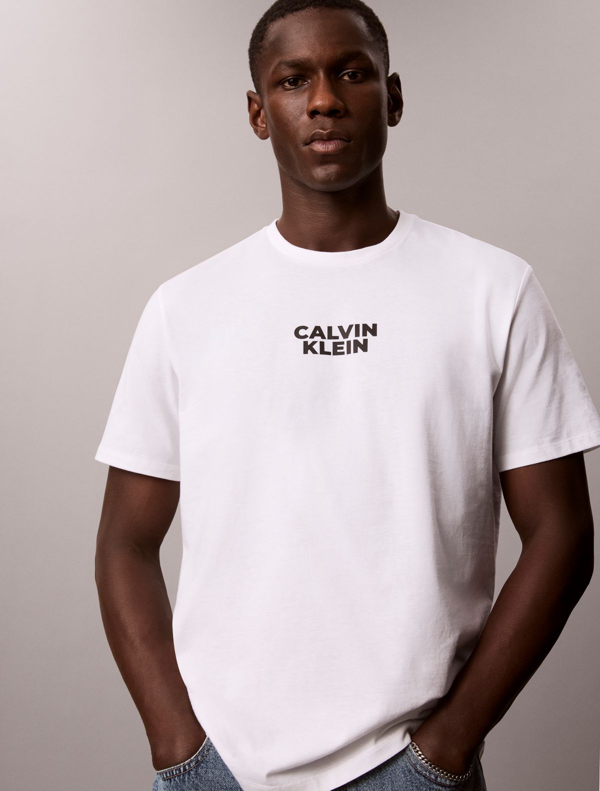 All Caps Calvin Klein Logo Tee