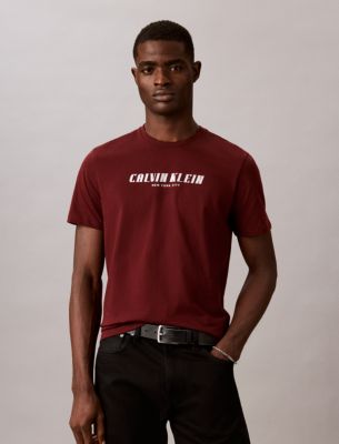 Calvin Klein Men's Slanted Calvin Logo Graphic Tee - Red - L