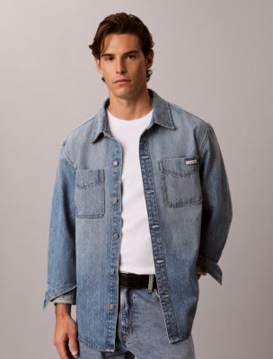 Emblem Logo 90s Denim Overshirt, Boulevard Blues