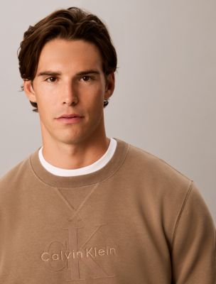 Мужская толстовка Calvin Klein Fleece Monologo Crewneck, цвет: Орех — фото 3