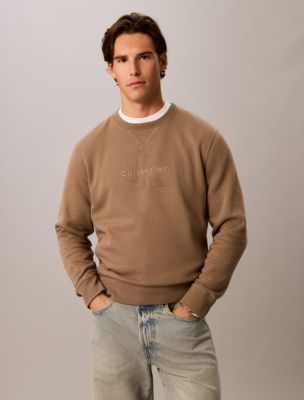 Мужская толстовка Calvin Klein Fleece Monologo Crewneck, цвет: Орех — фото 1