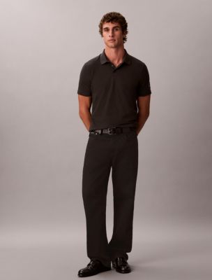 Мужское поло Calvin Klein Sueded Jersey Monologo Badge Polo Shirt, цвет: Чёрный — фото 2