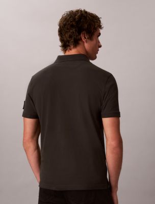 Мужское поло Calvin Klein Sueded Jersey Monologo Badge Polo Shirt, цвет: Чёрный — фото 4