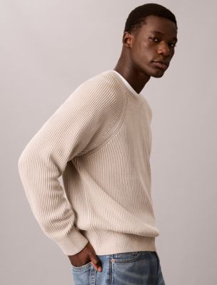 Мужской свитер Calvin Klein Textured Cotton Rib, цвет: Moonstruck — фото 5