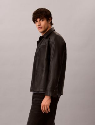 Мужская куртка Calvin Klein Faux Leather Chore, цвет: Чёрный — фото 4