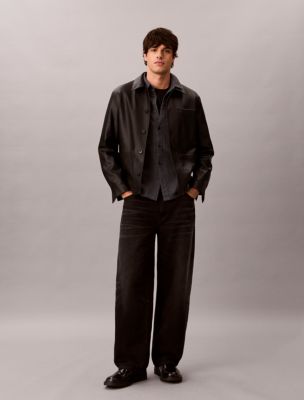 Мужская куртка Calvin Klein Faux Leather Chore, цвет: Чёрный — фото 5