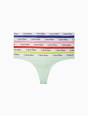 Calvin Klein CK Women's Carousel Cotton Thongs 3-Pack Panties Multiple  Colors