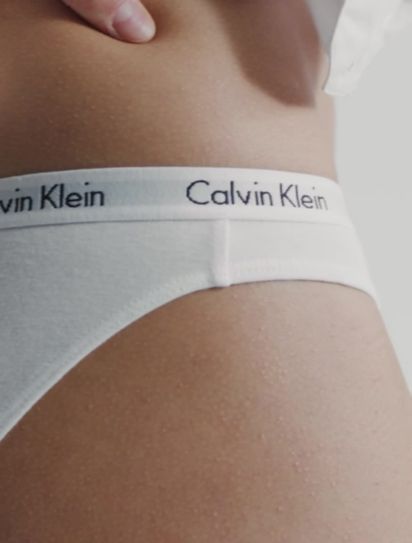 Calvin Klein Women's Carousel Logo Cotton Bikini-Panty, Black/White/Grey,  Large at  Women's Clothing store