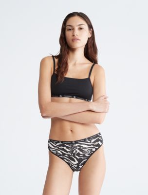 Calvin Klein 2-Pack CK 1996 String Bralettes, Black / Tiger Print