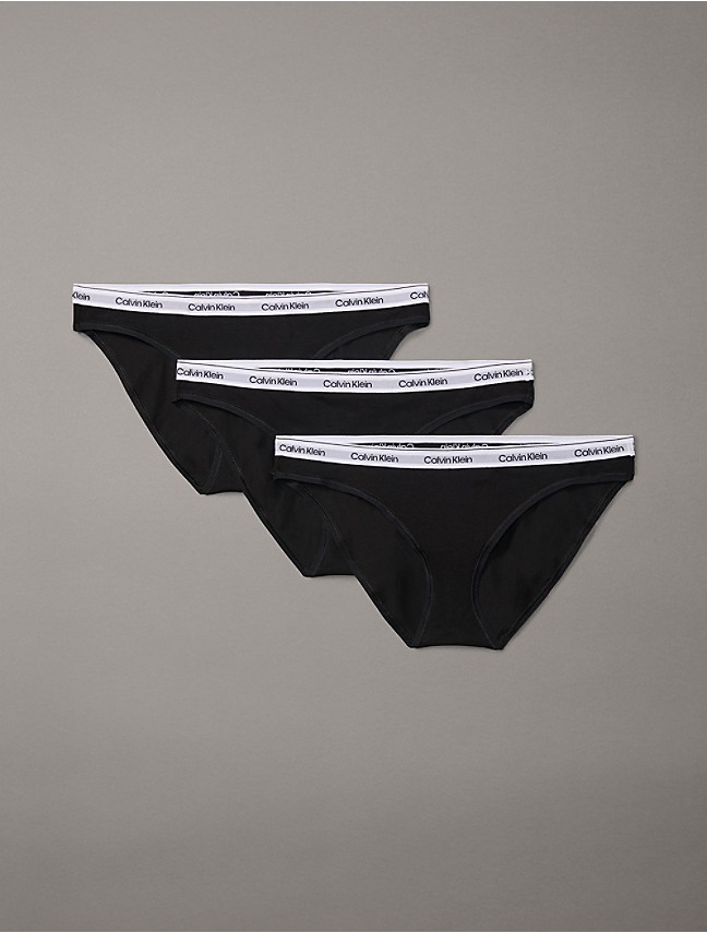 Buy Calvin Klein Underwear Women's Radiant Cotton Bikini 3 Pack,  Black/White/Stone Lead, Small at