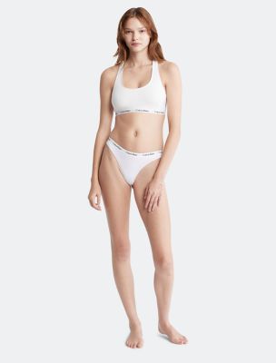 Calvin Klein One Cotton 2-Pack Thong Raspberry Sorbet/Caution  Logo/Beechwood MD (Women's 8-10)