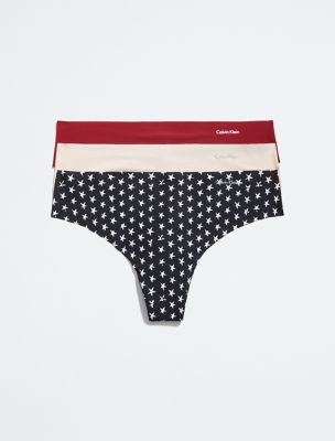 Invisibles 3-Pack Thong, Star/Beechwood/Red