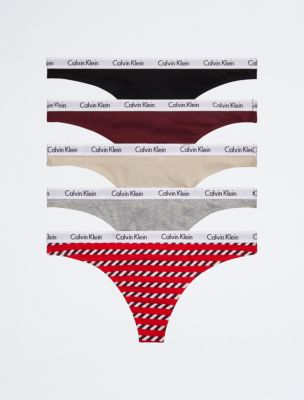 Carousel Logo Cotton 5-Pack Thong, Tawny Port Multi
