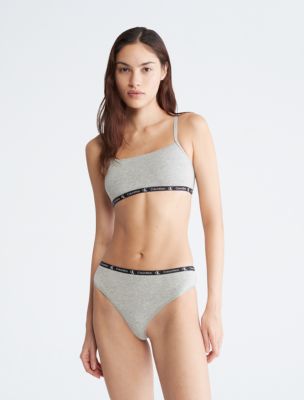 Calvin Klein Underwear Women's Motive Cotton Bikini 3 Pack -  Black/White/Grey Heather