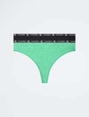 Calvin Klein 1996 2-Pack Cotton Stretch Modern Thong, Island Green / Black